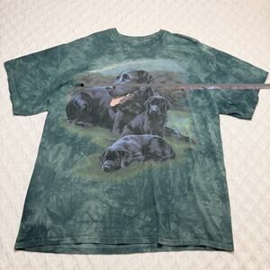 Vintage 2000 The Mountain T Men's XL green tye dye T shirt dog Print / nature